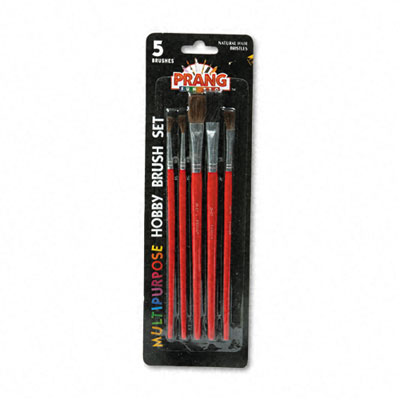 Dixon 94005 Natural Hair Hobby Paintbrush Set with Red Wood Handles Five Assorted Sizes