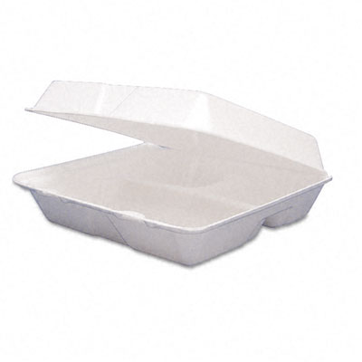 DRC 85HT3 Carryout Food Containers Foam Hinged 3Compartment 83/8 x 77/8 x 31/4 200/CT