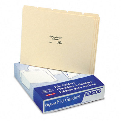 Esselte Pendaflex EN205 Top Tab File Guides Blank 1/5 Tab 18 Point Manila Letter 50 per Box