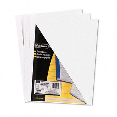 Fellowes 52565 Thermal Binding System Covers 9 3/4 x 11 1/8 Clear/White 10 per Pack