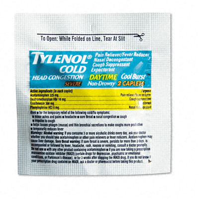 Lil Drugstore 53022 Single-Dose Tylenol Severe Cold Formula Caplets 30 Two-Packs per Box