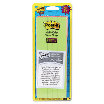 3M 562WSMC Super Sticky Multi-Color Word Strips Quad 8-1/4x3 5 50-Sheet Pads