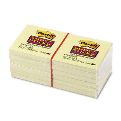 65412sscy Super Sticky Notes 3 X 3 Canary Yellow 12 90-sheet Pads Pack
