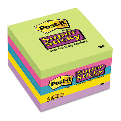 6545ssuc Super Sticky Notes 3 X 3 Five Ultra Colors Five 90-sheet Pads Pack