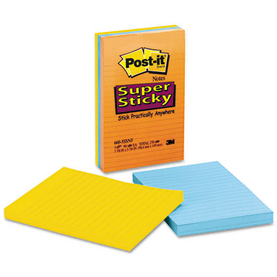 6603ssan Super Sticky Notes 4 X 6 Three Neon Colors Three 90-sheet Pads Pack