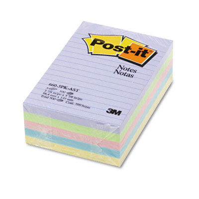 6605pkast 4 X 6 Ruled Five Colors Five 100-sheet Pads Pack