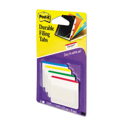 686f1 Durable Color Bar Index File Tabs 2w X 1-3/4h Five Colors 24 Pack