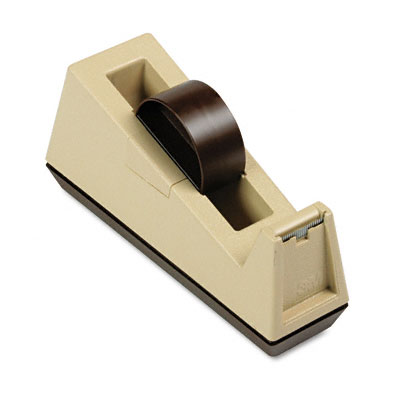Heavy Duty Weighted Desktop Tape Dispenser 3 Core Plastic Putty/brown