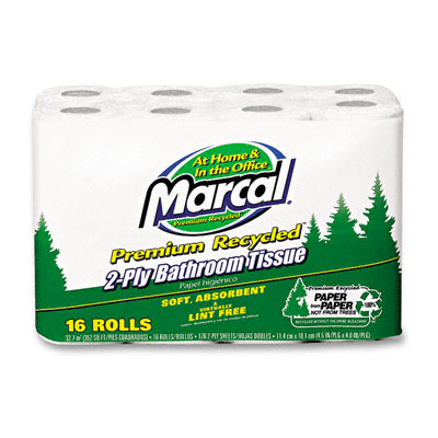 Marcal 16466 Bathroom Tissue 168 Sheets per Roll 96 Rolls per Carton