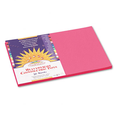 Pacon 9107 SunWorks Construction Paper Heavyweight 12 x 18 Hot Pink 50 Sheets
