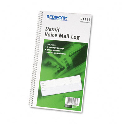 Rediform 51113 Voice Mail Message Log 55/8 x 105/8 600 Sets/Book