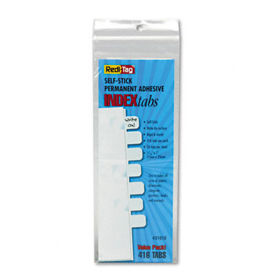 31010 Side-mount Self-stick Plastic Index Tabs 1in White 416 Pack