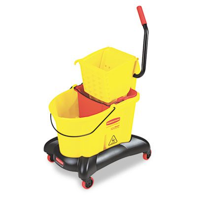 Rubbermaid 768000YW Wavebrake 35-Qt Dual Water Side Press Mop Bucket and Wringer Yellow
