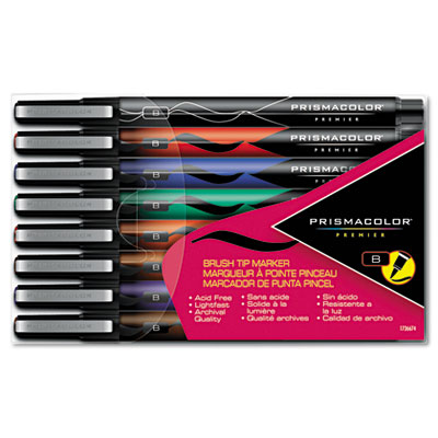 Sanford Ink 1736674 Brush Tip Marker Assorted Colors Eight/Set