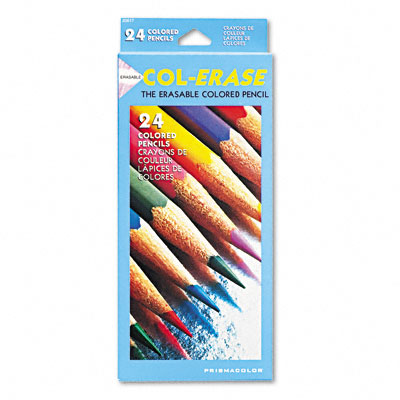 Sanford Ink 20517 ColErase Colored Woodcase Pencils with Eraser 24 Asstd Colors/set