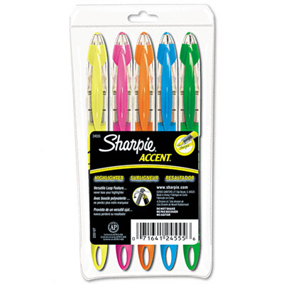 Sanford Ink 24555 Accent Liquid Pen Style Highlighter Micro Chisel Tip Asst Clrs 5/set