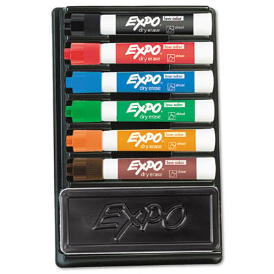 Sanford Ink 80556 Dry Erase Marker & Organizer Kit Chisel Tip Assorted 6/set