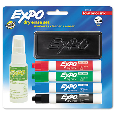 Sanford Ink 80653 Low Odor Dry Erase Marker Starter Set Assorted 4/set