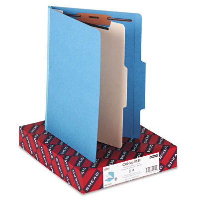 13701 Top Tab Classification Folder With 1 Divider 4-section Blue