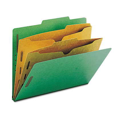 Pressboard Folders With 2 Pocket Dividers Letter 6-section Green 10/box