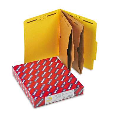 14084 Pressboard Folders With 2 Pocket Dividers Letter 6-section Yellow 10/box