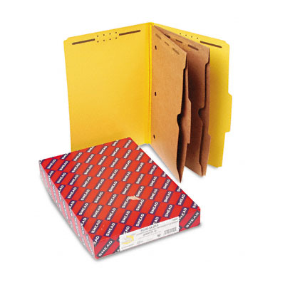 19084 Pressboard Folders With 2 Pocket Dividers Legal 6-section Yellow 10/box