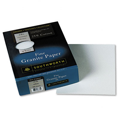 Southworth 924C Colors plus Textures Fine Granite Paper White 24lb Letter 500 Sheets per Box