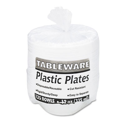 12244wh Plastic Dinnerware Bowls 12 Ounces White 125 Per Pack