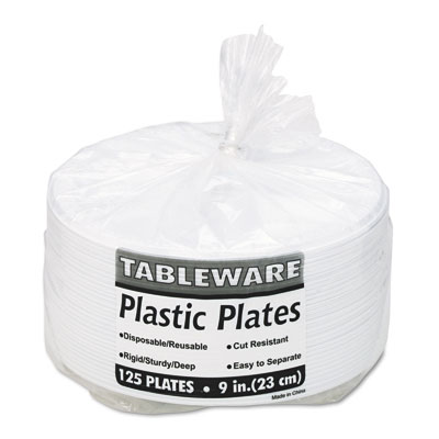 19644wh Plastic Dinnerware Compartment Plates 9 Diameter White 125 Per Pack