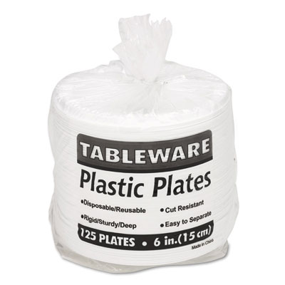 6644wh Plastic Dinnerware Plates 6 Diameter White 125 Per Pack