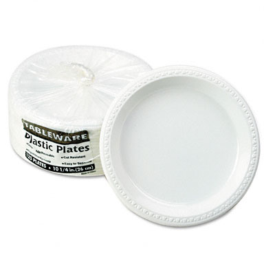 Tm10644wh Plastic Dinnerware Plates 10-1/4 Diameter White 125 Per Pack