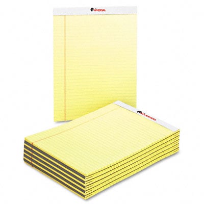 Universal 10630 Perforated Edge Writing Pad Legal/margin Rule Letter Canary 50-sh Pack Of 12