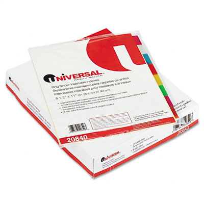 Universal 20840 Insertable Index Multicolor Tabs Eight-tab Letter Buff 24 Sets Per Box