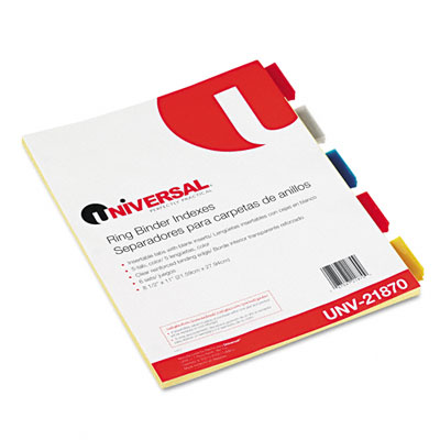 Universal 21870 Insertable Index Multicolor Tabs Five-tab Letter Buff Six Sets Per Pack