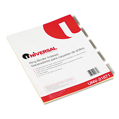 Universal 21871 Insertable Index Clear Tabs Five-tab Letter Buff Six Sets Per Pack