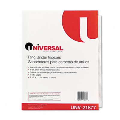 UPC 087547218778 product image for Universal 21877 Extended Insert Indexes  Eight Clear Tabs  Letter  Buff  Six Set | upcitemdb.com