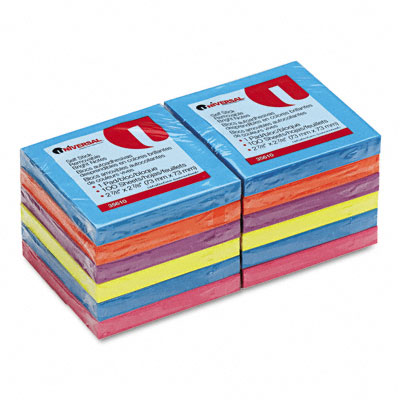 Universal 35610 Standard Self-stick Ultra Pads 3 X 3 4 Colors 12 100-sheet Pads Pack