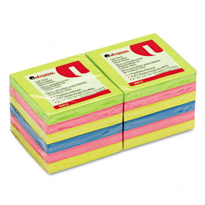 Universal 35612 Self-stick Notes 3 X 3 Four Neon Colors 12 100-sheet Pads Pack