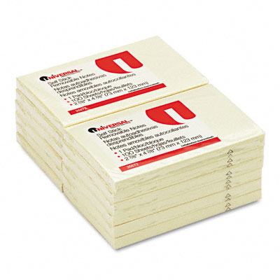 Universal 35672 Standard Self-stick Notes 3 X 5 Yellow 12 100-sheet Pads Pack