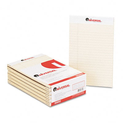 Universal 35852 Colored Perforated Note Pads Wide Rule 5 X 8 Ivory 50-sheet Pack Of 12