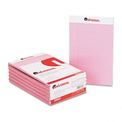 Universal 35853 Colored Perforated Note Pads Wide Rule 5 X 8 Pink 50-sheet Pack Of 12