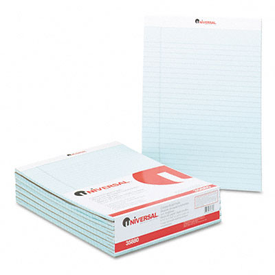 Universal 35880 Colored Perforated Note Pads Wide Rule Letter Blue 50-sheet Pack Of 12