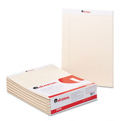 Universal 35882 Colored Perforated Note Pads Wide Rule Letter Ivory 50-sheet Pack Of 12
