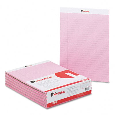 Universal 35883 Colored Perforated Note Pads Wide Rule Letter Pink 50-sheet Pack Of 12
