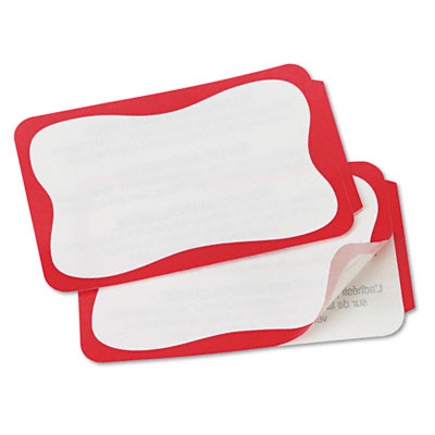 Universal 39101 SelfAdhesive Name Badges BorderStyle 2 x 3 3/8 Red 100 Per Pack