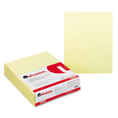 Universal 42000 Glue Top Writing Pads Narrow Rule Letter Canary 12 50-sh Pads Pack