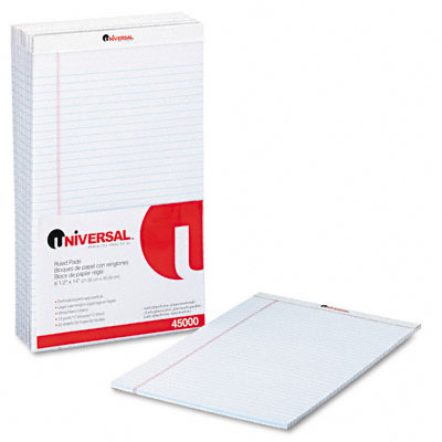 Universal 45000 Perforated Edge Writing Pad Wide/margin Rule Legal White 50-sh Pack Of 12