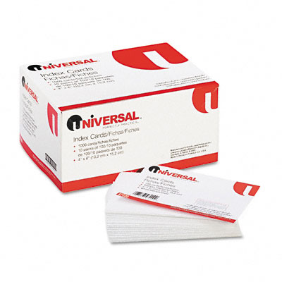 Universal 47220 Unruled Index Cards 4 x 6 White 100 per Pack