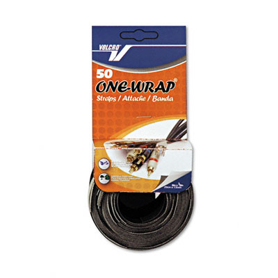 Hook Eye Adhesive 90924 Reusable Self-gripping Ties 1/2 X 8 Long Black/gray 50 Ties Per Pack