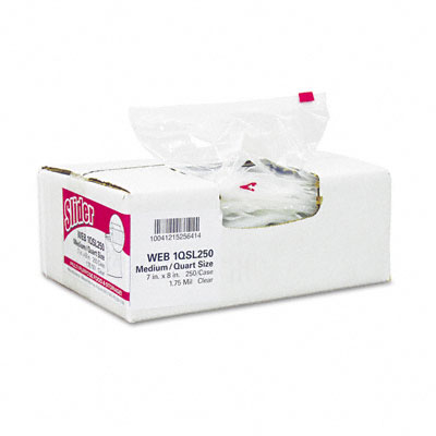 Webster 1QSL250 Slider Storage Bags 1qt. 7 x 8 1.75 mil Clear with WriteOn Panel